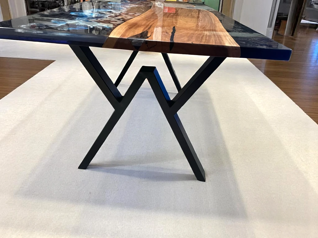 Ocean Blue & Black Epoxy Table -Artisanal Beauty